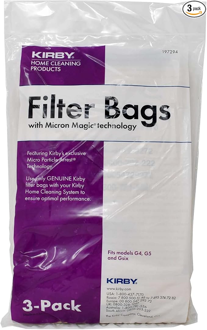 Vacuum Bags – Genuine Micron Magic Filtration – Compatible with G3, G4, G5, G6 – OEM Part #197294 – 3-Pack, product image