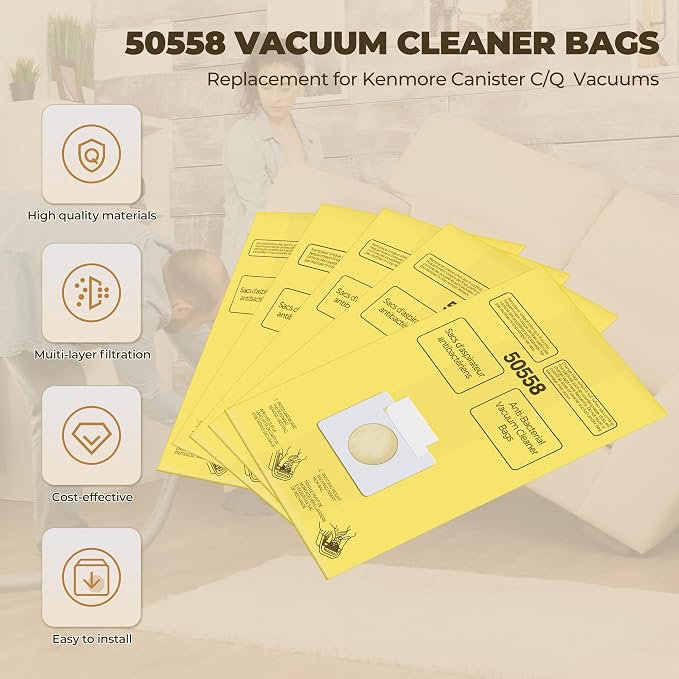Vacuum Bags Replacement for Canister C/Q 50555 50557 50558 and Pana·sonic Type C-5 Vacuums - Vacuum Cleaner Dust Bag