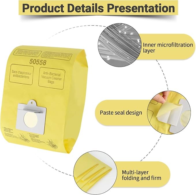 Vacuum Cleaner Bags Fit for Canister Type C/Q 50555 50557 50558 and Type C-5, 15PCs By, alternate product view 4