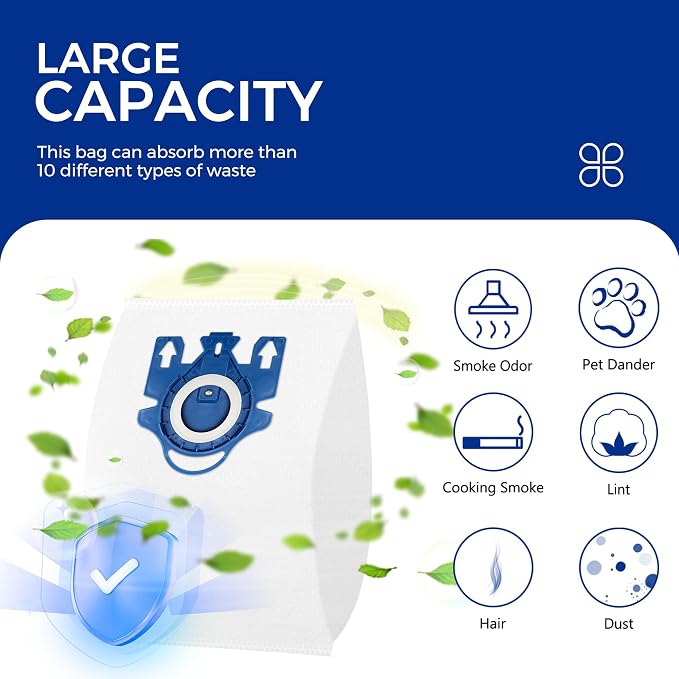 Vacuum Cleaner Bags Fit for Classic C1 Complete C1 C2 C3 S227 S240 S270 S400 S2 S5 S8 Series, Include 9, alternate view