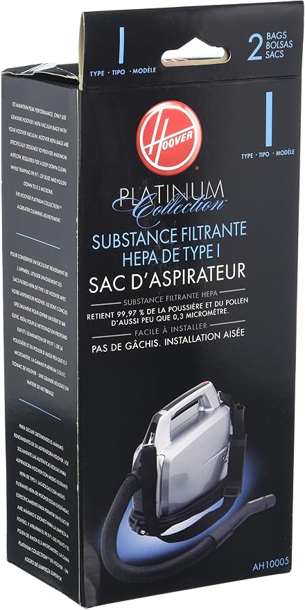 Vacuum Cleaner Bags for Platinum Canister Vacs, 2 Count, Type I, Hepa Filtration, Part # AH10005, Vacuum Bags Refill (Pack of