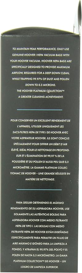Vacuum Cleaner Bags for Platinum Canister Vacs, 2 Count, Type I, Hepa Filtration, Part # AH10005, Vacuum Bags Refill (Pack of