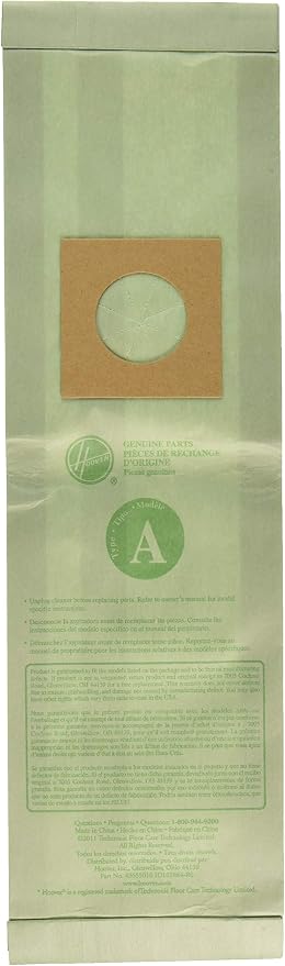 Vacuum Cleaner Bags for Upright Vacs, Pack of 3, White-Green, Type A, Part # 4010001A, Vacuum Bags Refill, product image