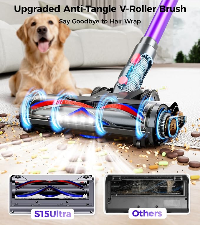 Vacuum Cordless Vacuum Cleaner, 500W 50KPA 60Mins Vacuum Cleaners for Home, Self-Standing Stick Vacuums with LED Display