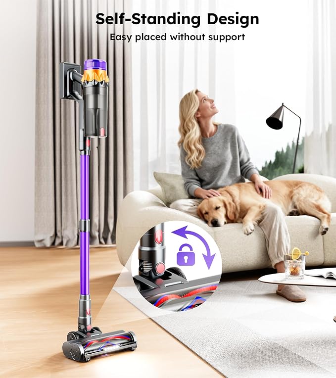 Vacuum Cordless Vacuum Cleaner, 500W 50KPA 60Mins Vacuum Cleaners for Home, Self-Standing Stick Vacuums with LED Display