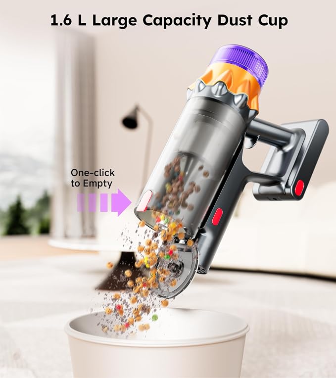 Vacuum Cordless Vacuum Cleaner, 500W 50KPA 60Mins Vacuum Cleaners for Home, Self-Standing Stick Vacuums with LED Display