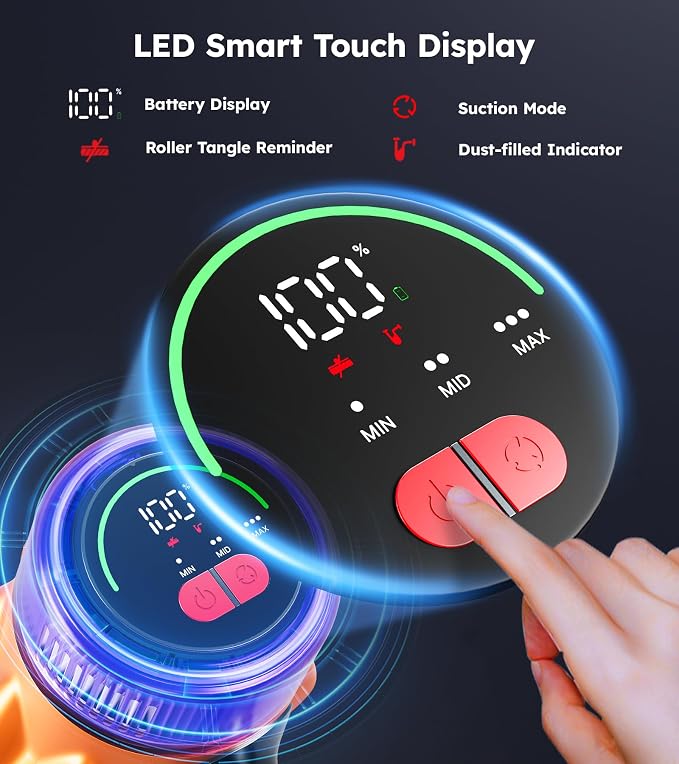 Vacuum Cordless Vacuum Cleaner, 500W 50KPA 60Mins Vacuum Cleaners for Home, Self-Standing Stick Vacuums with LED Display