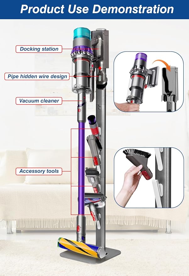 Vacuum Stand, Vacuum Holder and Metal Storage Bracket, Standing dock for G5 V15 V12 V11 V10 V8 V7, alternate view