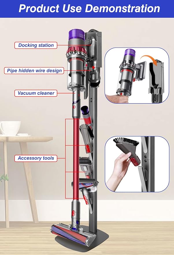 Vacuum Stand for Gen5 V15 V12 Detect V11 V10 V8 V7 V6, Vacuum Holder and Metal Storage Bracket Standing dock with