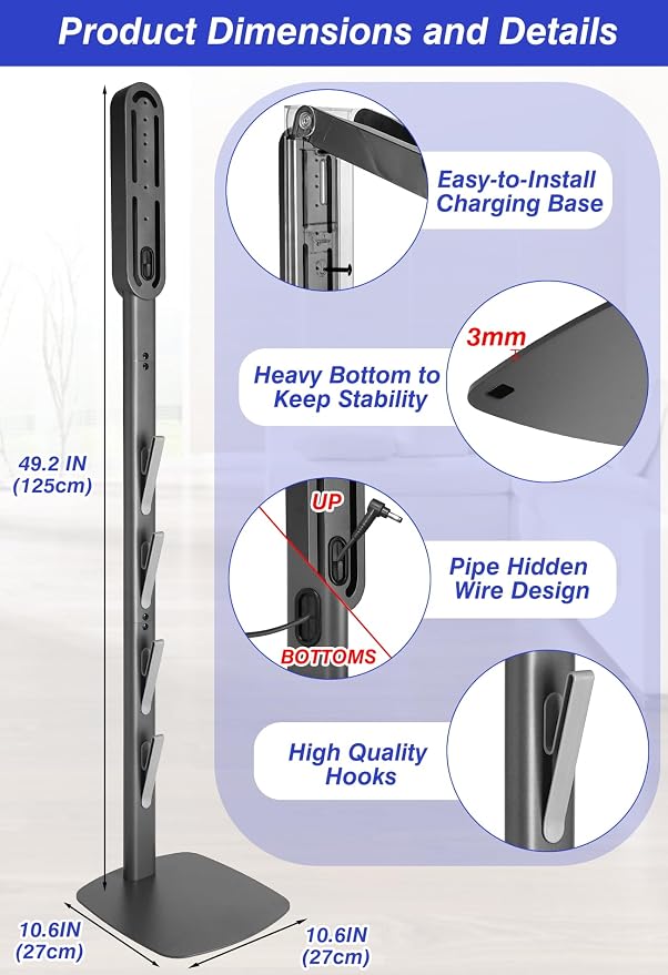 Vacuum Stand for Gen5 V15 V12 Detect V11 V10 V8 V7 V6, Vacuum Holder and Metal Storage Bracket Standing dock with