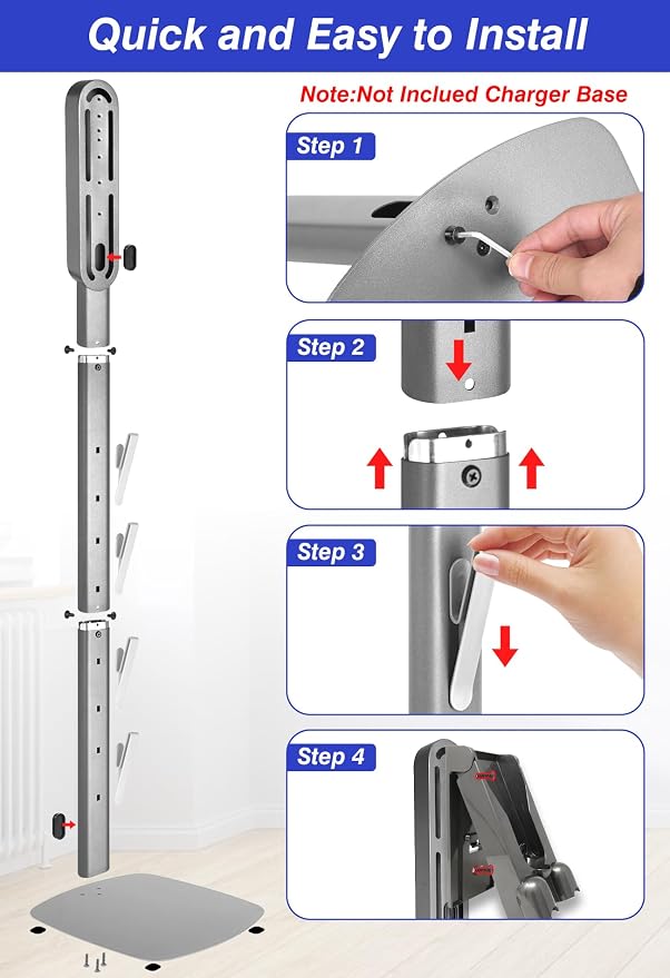 Vacuum Stand for Gen5 V15 V12 V11 V10 V8 V7 V6, Heavy-Duty Metal Bracket Organizer with 4 Accessory Hooks, alternate