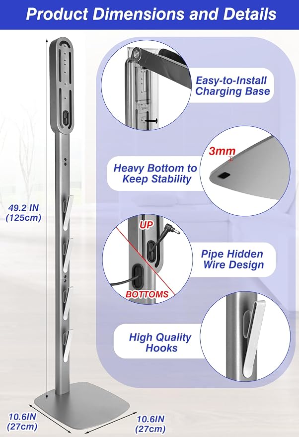 Vacuum Stand for Gen5 V15 V12 V11 V10 V8 V7 V6, Heavy-Duty Metal Bracket Organizer with 4 Accessory Hooks, alternate