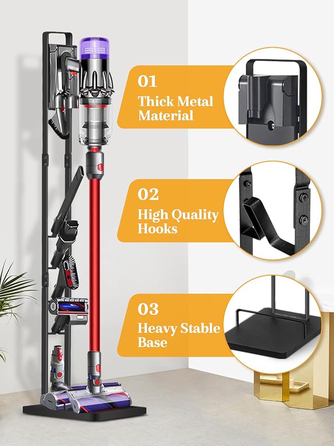 Vacuum Stand for V15 V12 V11 V10 V8 V7 V6, Metal Storage Holder for Cordless Vacuum & Accessories, Compatible with DC30