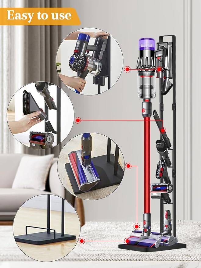 Vacuum Stand for V15 V12 V11 V10 V8 V7 V6, Metal Storage Holder for Cordless Vacuum & Accessories, Compatible with DC30