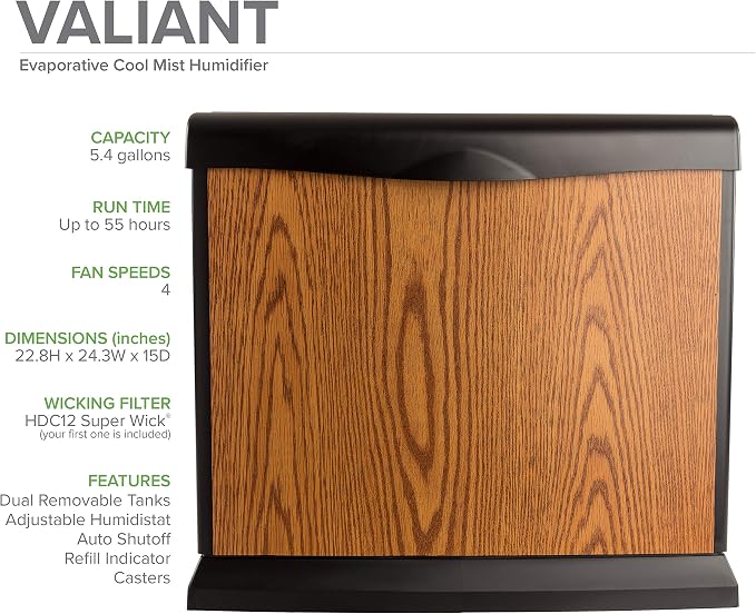 Valiant Digital Whole-House Console-Style Evaporative Humidifier (Honey Oak), alternate product view 2