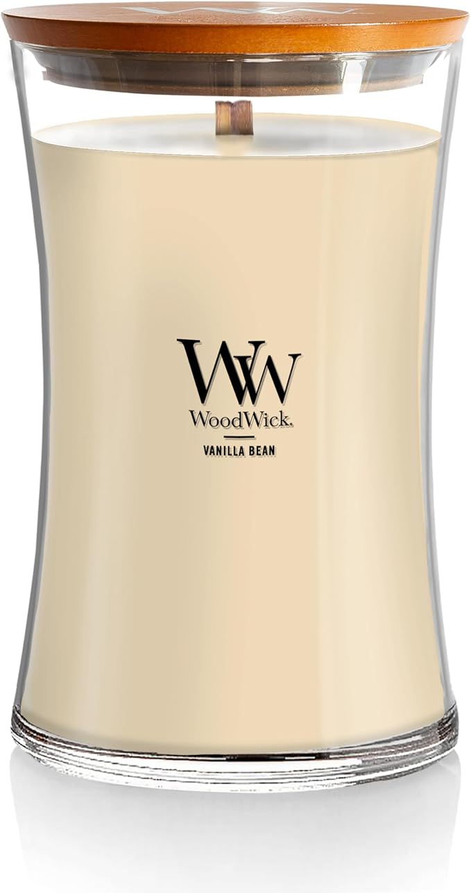 Vanilla Bean Holiday Candle Gifts for Women and Men, 21.5 oz Large Hourglass Candle with Crackling Wick, product image