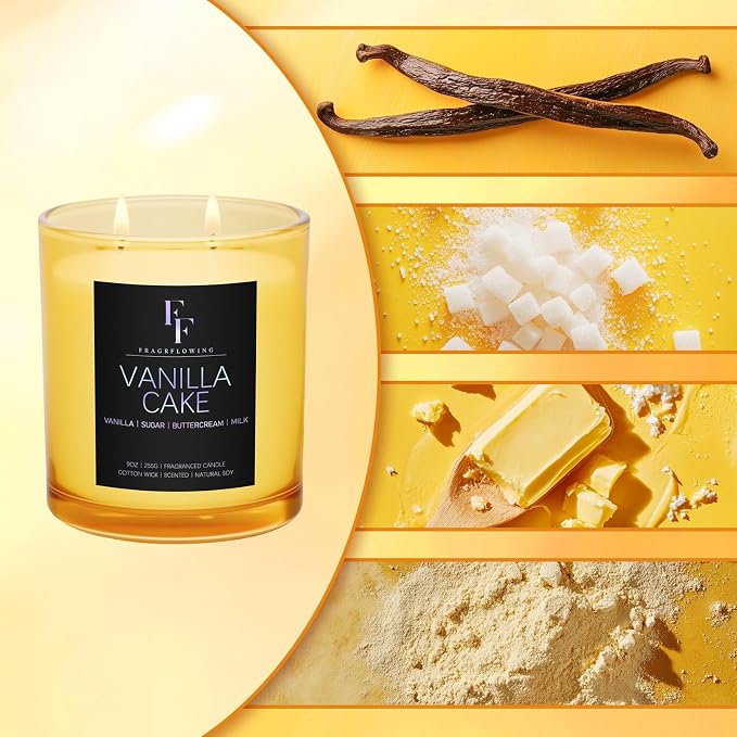 Vanilla Cake Scented Candle, 2-Wick Luxury Soy Wax Candle, 9 oz Aromatherapy Candle Home Fragrance Candles Gift, alternate
