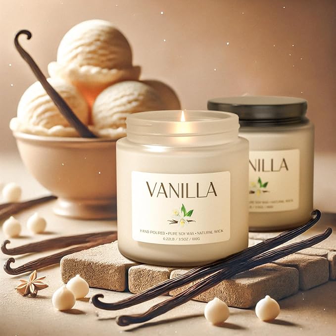 Vanilla Candle, Soy Candles for Women, Soy Candles for Home Scented, 2 Pack Aromatherapy Candle Gift Set for Relaxing