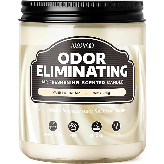 Vanilla Cream Odor Eliminating Highly Fragranced Candle - Eliminates Pet, Smoke, Food, and Other Smells Quickly, product