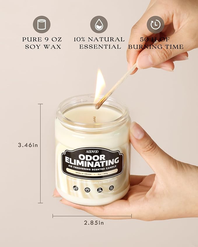 Vanilla Cream Odor Eliminating Highly Fragranced Candle - Eliminates Pet, Smoke, Food, and Other Smells Quickly, alternate