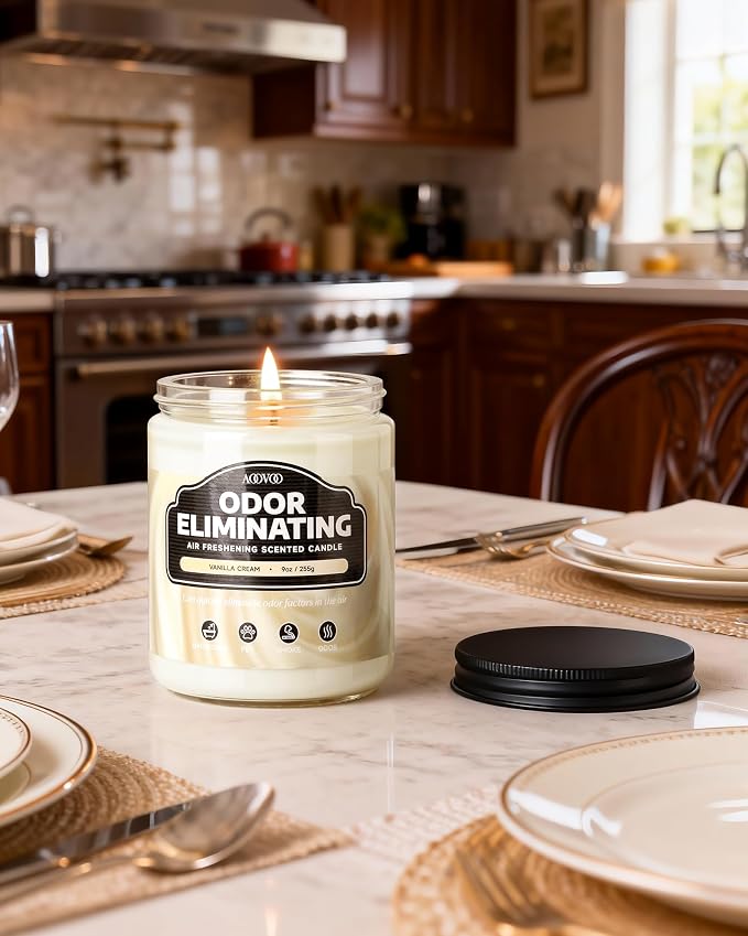 Vanilla Cream Odor Eliminating Highly Fragranced Candle - Eliminates Pet, Smoke, Food, and Other Smells Quickly, alternate