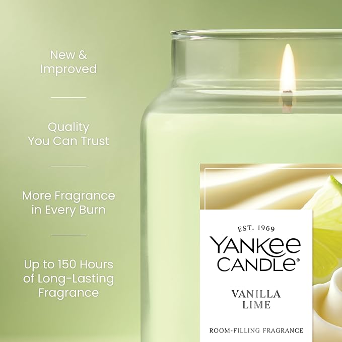 Vanilla Lime, Scented Candle, 22oz Large Jar with up to 150 Hour Burn Time, Giftable 22oz, alternate product view 3