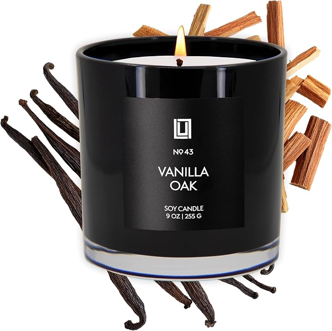 | Vanilla Oak | Luxury Scented Soy Jar Candle | Hand Poured in The USA | Highly Scented & Long Lasting- 9 Oz., product image