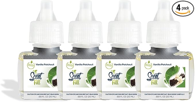 Vanilla Patchouli Plug in Air Freshener, 4 Scented Oil Refills, product image