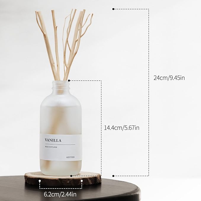 Vanilla Reed Diffuser, 7.4oz(220ml) Orange Blossom Black Pepper Amber Essential Oils, Air Freshener for Home with Willow