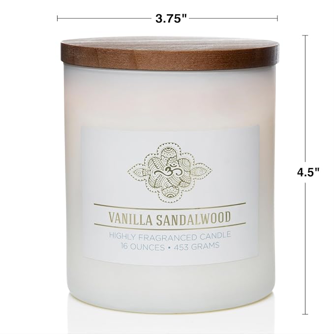 Vanilla Sandalwood Scented Candle, 16 oz comfort Relaxing Aromatherapy Candle, 2 Wick White Jar Soy Blend Wax, alternate