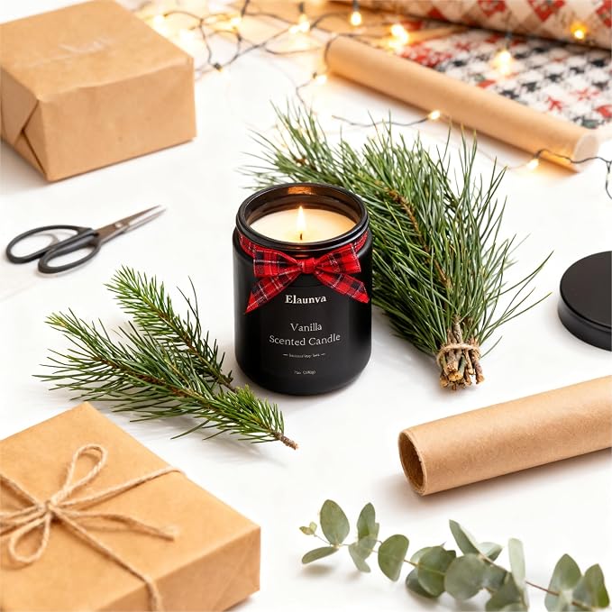Vanilla Scented Candle,7oz(200g),Natural Soy Wax,Fall Candle,Aromatherapy Candles,Home Decorations,Romantic Present,Stress