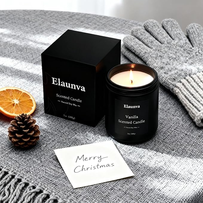 Vanilla Scented Candle,7oz(200g),Natural Soy Wax,Fall Candle,Aromatherapy Candles,Home Decorations,Romantic Present,Stress