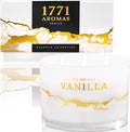 Vanilla Scented Candles - 100% Natural Soy Wax - Large 3 Wick Jar Candle - Up to 50 Hours Burning Time - Candles for Home