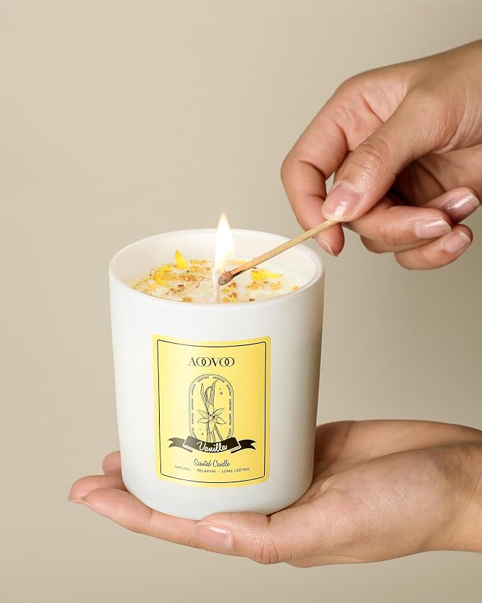 Vanilla Scented Candles for Women - Aromatherapy Candle with Crystals Inside, 10oz Soy Candles for Home Scented, alternate