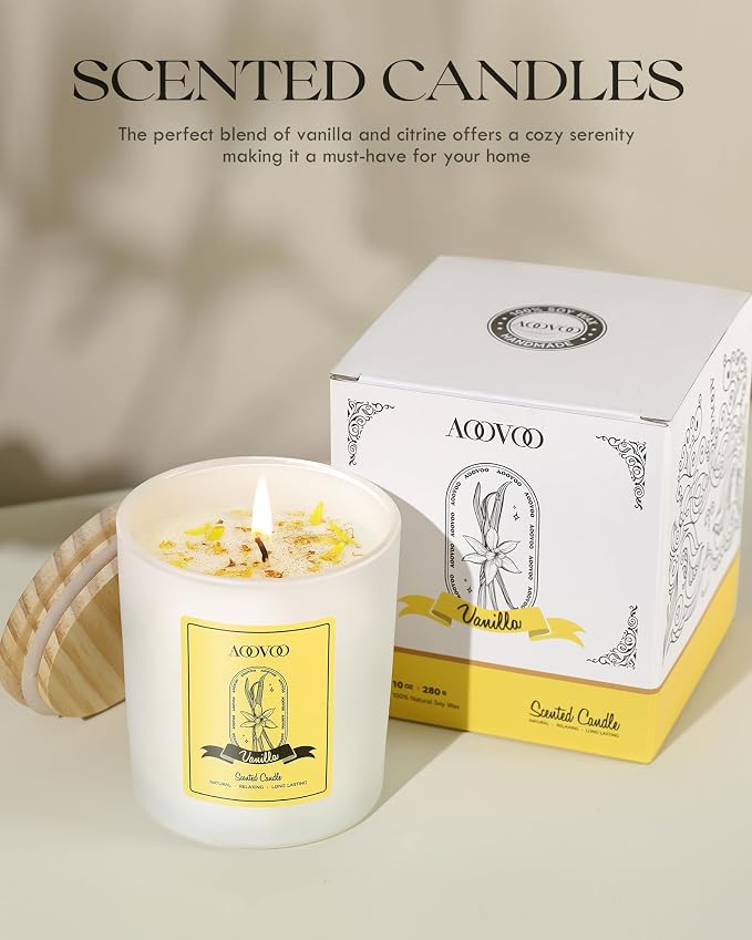Vanilla Scented Candles for Women - Aromatherapy Candle with Crystals Inside, 10oz Soy Candles for Home Scented, alternate