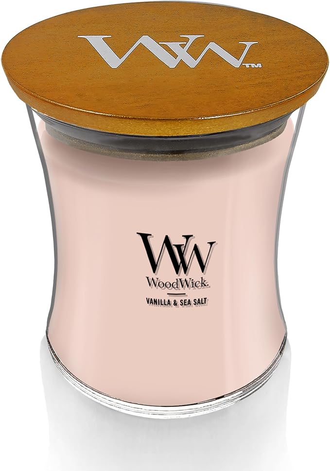 Vanilla & Sea Salt Gifts for Women and Men, 9.7 oz Medium Hourglass Candle with Crackling Wick, alternate product view 2
