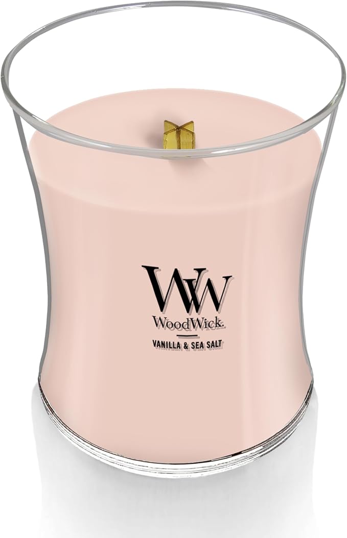 Vanilla & Sea Salt Gifts for Women and Men, 9.7 oz Medium Hourglass Candle with Crackling Wick, alternate product view 3