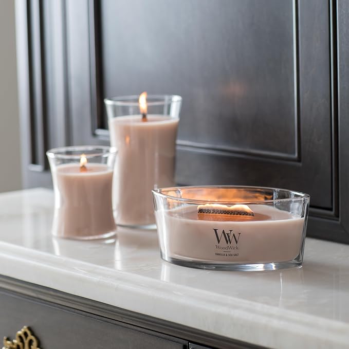 Vanilla & Sea Salt Gifts for Women and Men, 9.7 oz Medium Hourglass Candle with Crackling Wick, alternate product view 5