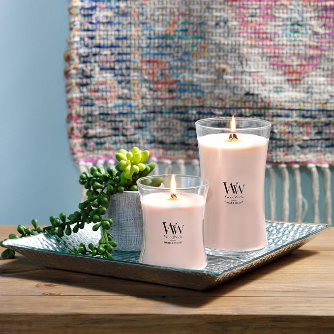Vanilla & Sea Salt Gifts for Women and Men, 9.7 oz Medium Hourglass Candle with Crackling Wick, alternate product view 7