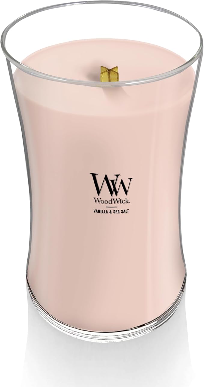 Vanilla Sea Salt Large Hourglass Candle Soy and Paraffin Wax Blend Pluswick Innovation Wood, alternate product view 3