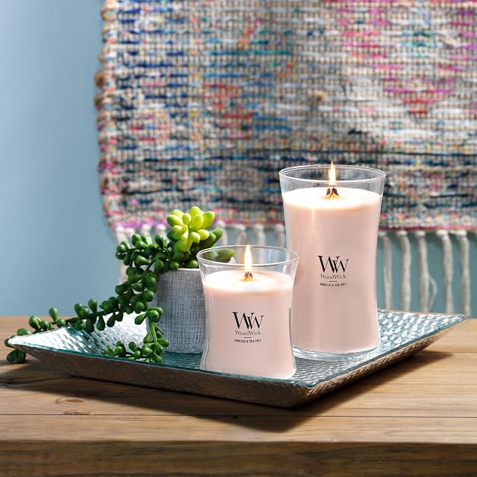Vanilla Sea Salt Large Hourglass Candle Soy and Paraffin Wax Blend Pluswick Innovation Wood, alternate product view 5