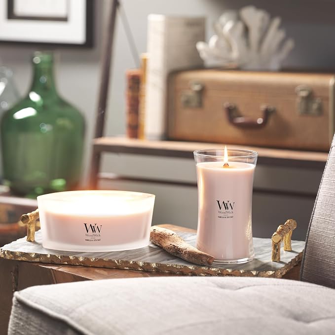 Vanilla Sea Salt Large Hourglass Candle Soy and Paraffin Wax Blend Pluswick Innovation Wood, alternate product view 6