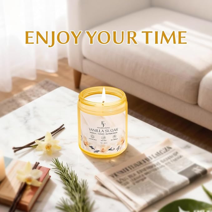 Vanilla Sugar Scented Candle, Natural Soy Wax Jar Candle for Home Scented, 100-Hour Burn Time Gifts for Women Men, alternate