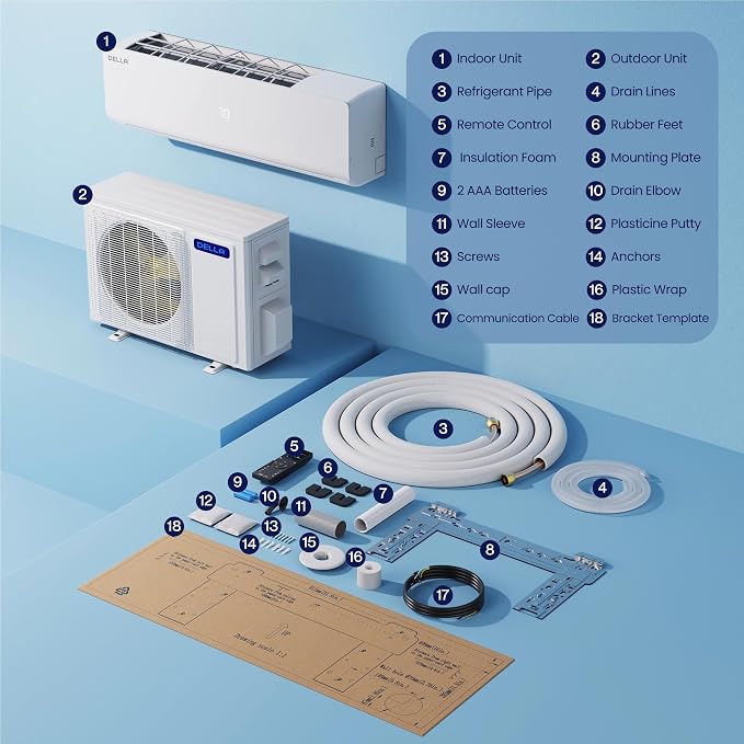 Vario Series 12000 BTU Mini Split Air Conditioner Work with Alexa with 1 Ton Pre-Charged Heat Pump Ductless Inverter System