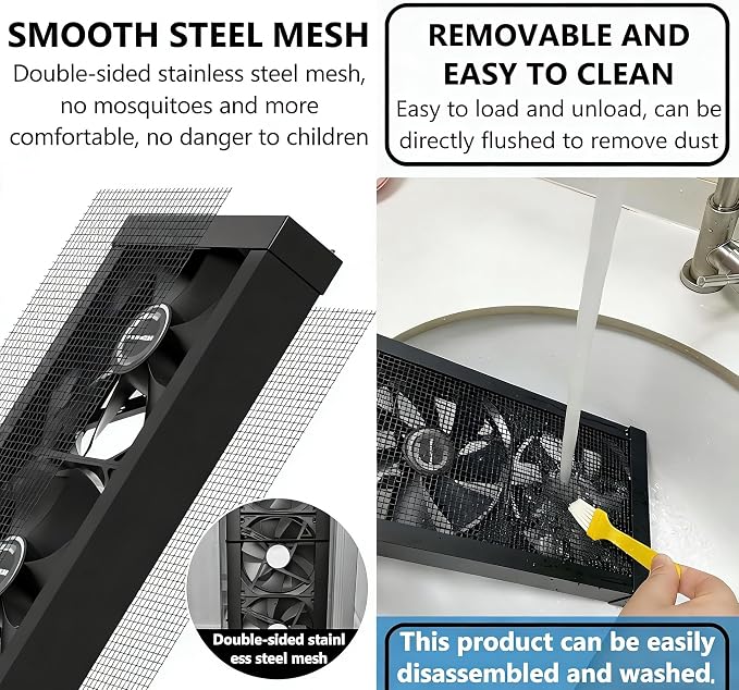Vertical Window Fan For Sliding Windows, Window Exhaust Fan, Retractable, Free With Variable Speed for Bedrooms Smoky Spaces