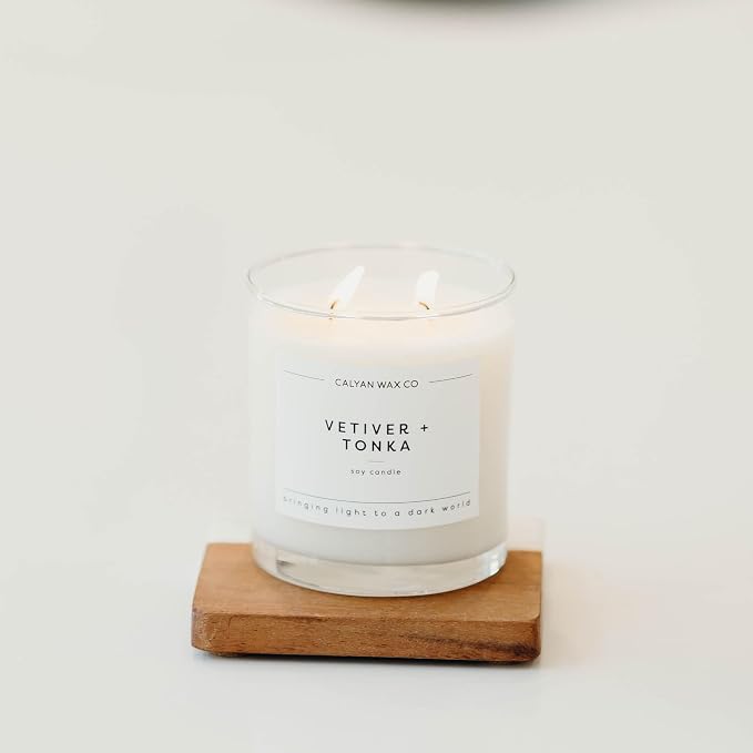 . Vetiver & Tonka 2 Wick Scented Candle - 37 Hour Burn - Luxury made from natural materials Soy Wax Candles, alternate