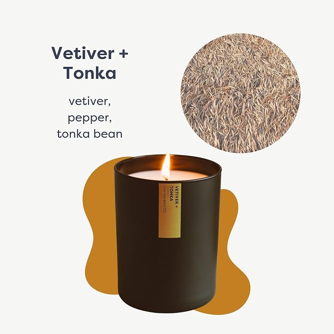 . Vetiver & Tonka Scented Candle - 75 Hour Burn - Luxury made from natural materials Soy Wax Candles, alternate product view