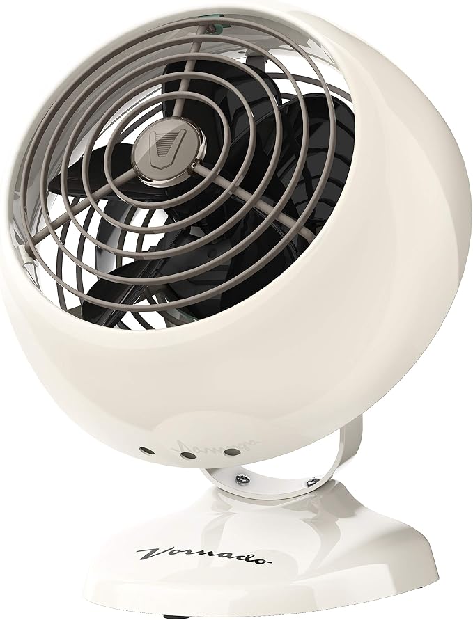 VFANTM Mini Classic Vintage Fan, Retro Metal Air Circulator, For Desk & Bedside, 2 Speeds, Adjustable Tilt, Personal Cooling
