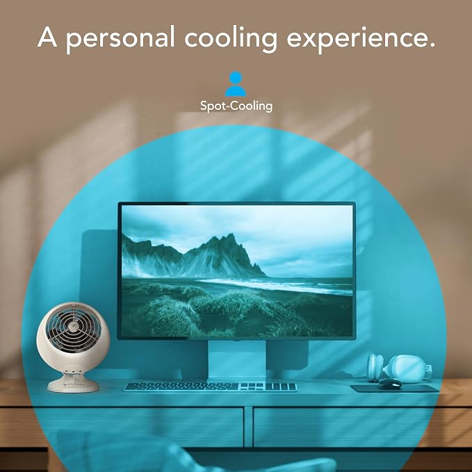 VFANTM Mini Classic Vintage Fan, Retro Metal Air Circulator, For Desk & Bedside, 2 Speeds, Adjustable Tilt, Personal Cooling
