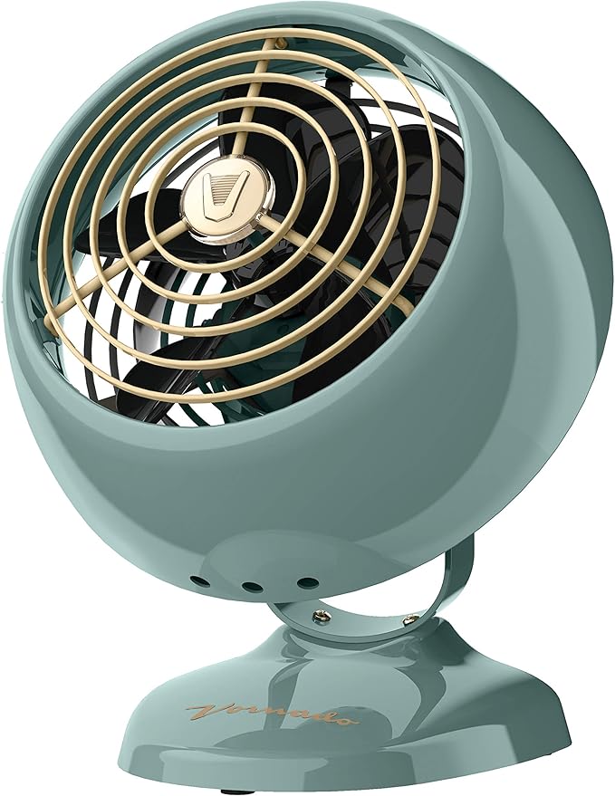 VFANTM Mini Fan, Classic Vintage Fan, Retro Metal Air Circulator, For Desk & Bedside, 2 Speeds, Adjustable Tilt, Personal